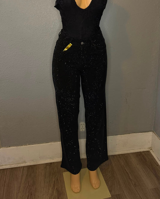 LEGEND- BLACK RHINESTONE JEANS-STRAIGHT LEG WITH CRYSTALS