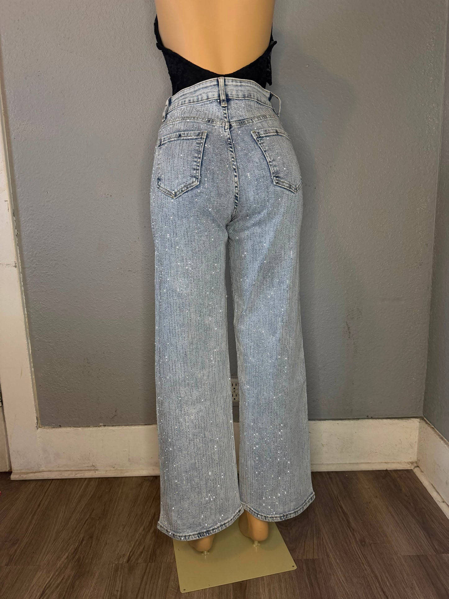 LEGEND- LIGHT BLUE RHINESTONE JEANS-