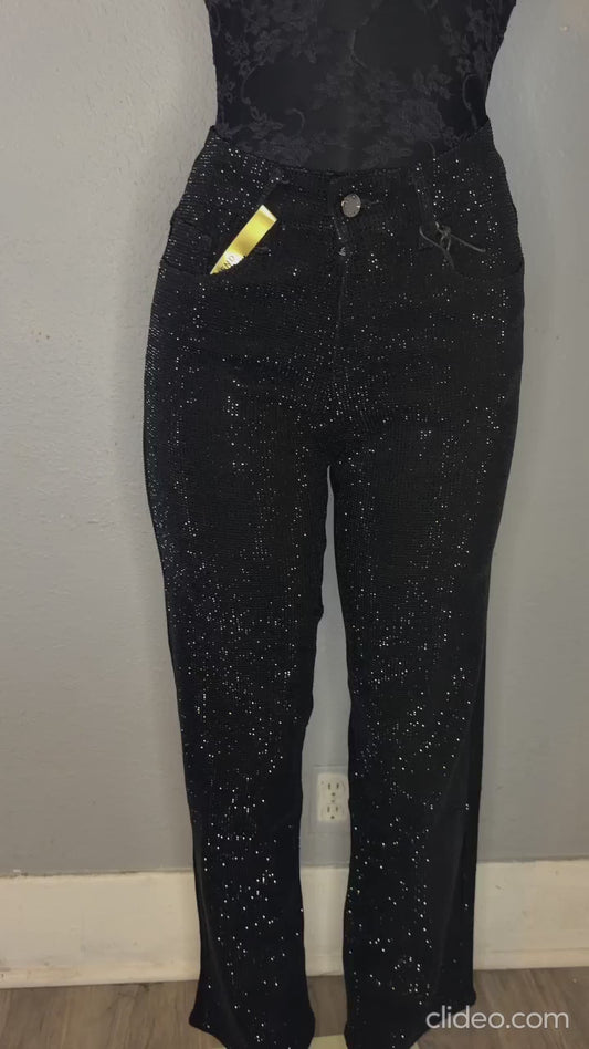LEGEND- BLACK RHINESTONE JEANS-STRAIGHT LEG WITH CRYSTALS